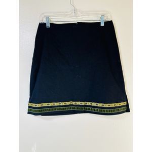 My Michelle Vintage Women's Black A-Line Mini Skirt w/ Embroidered Hem, Sz 11/12